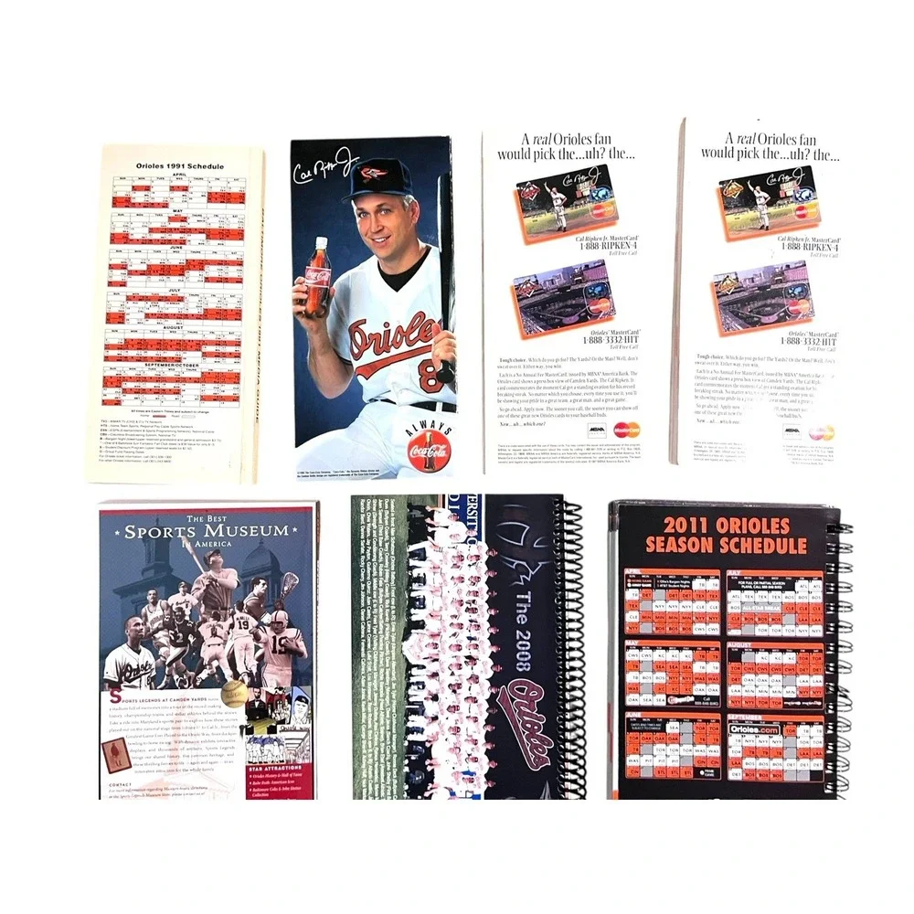 7 Vintage Baltimore Orioles MLB Baseball Media Guides 1991, 1995, 1997, 1999, 05